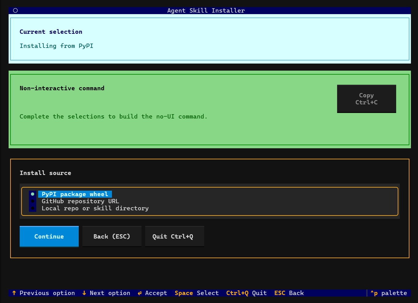 Agent Skill Installer interface